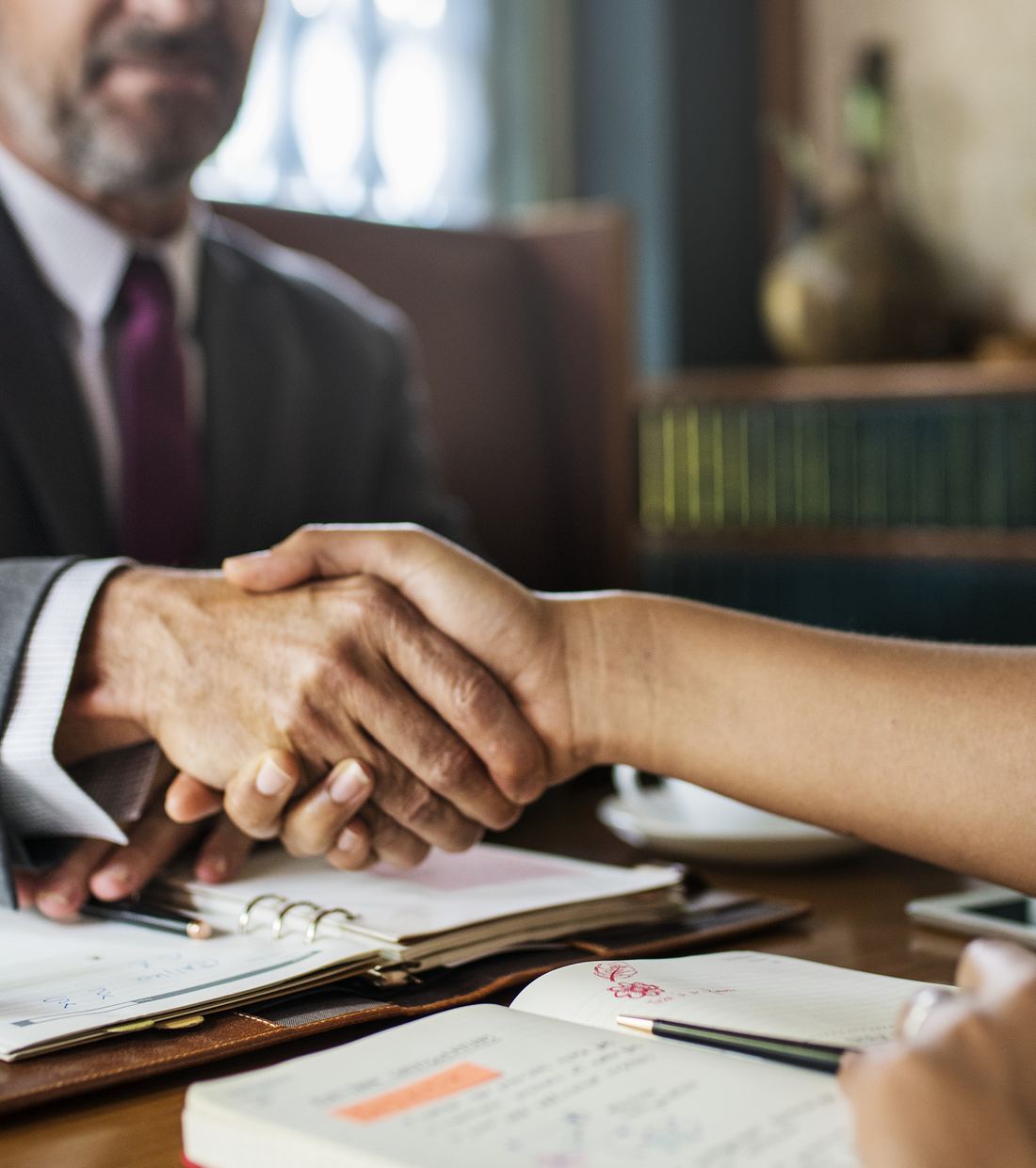 Attorney meeting with a client